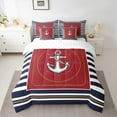 thumbnail image 3 of Feelyou Sailboat Anchcor Kids Twin Bedding Sets 7-Piece, Cartoon Rudder Print Bedding Comforter Set, Ocean Marine Theme Sheet Sets, Breathable Home Decor, 3 of 8