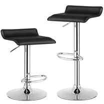 Giantex Bar Stools Set of 2 Adjustable Swivel Pu Leather Backless Stool with Air-Lift Handle, Footrest, Chrome Base, Modern Style for Living Room, Kitchen and Bar, Counter Height Pub Chairs(Black)