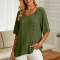thumbnail image 4 of ClodeEU Women's V Neck Short Sleeve Tops,Casual Loose Curved Hem Lightweight Blouses ,Women's Plus L, 4 of 8