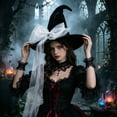 thumbnail image 2 of Yuncity Halloween Womens Witch Hat Gothic Mesh Bow Cosplay Holiday Party Costume Accessory Vintage Stylish Theme Headwear, 2 of 4