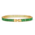 thumbnail image 4 of Emerald Green Rectangle Stone Tennis Chain Bracelet In 18K Gold Plated Stainless Steel, 4 of 4