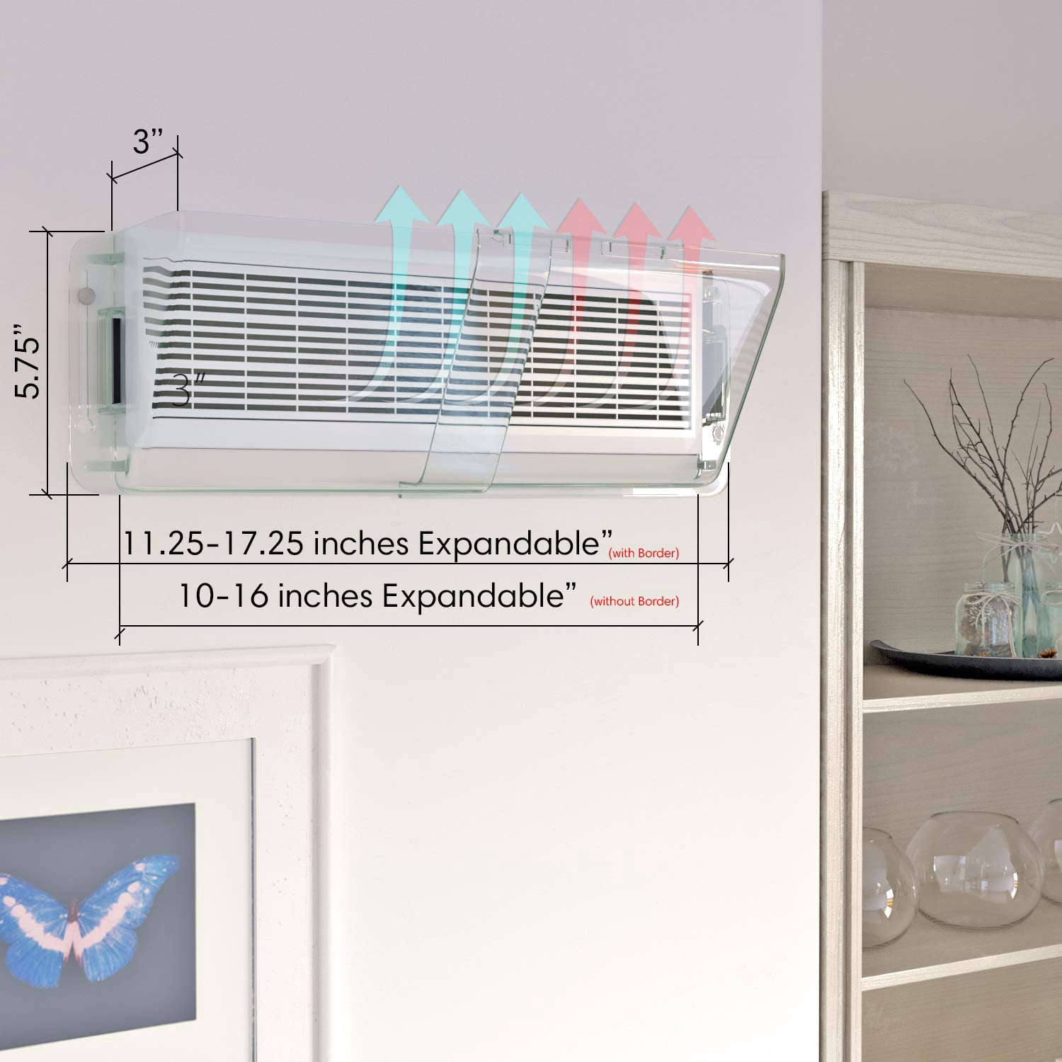 Home Intuition Adjustable Magnetic Heat and Air Deflector for Vents, Sidewall, and Ceiling Registers, 2 Pack