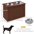 thumbnail image 3 of PawHut Elevated Dog Bowls, Pet Feeder for Large Dogs with Storage, Brown, 3 of 10
