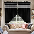 thumbnail image 2 of White Stripes Swag Valances for Windows 2 Pack Geometric Black Background Swag Kitchen Curtains 45 Inches Long Rod Pocket Short Window Treatment for Kitchen Bathroom 36"x45", 2 of 8