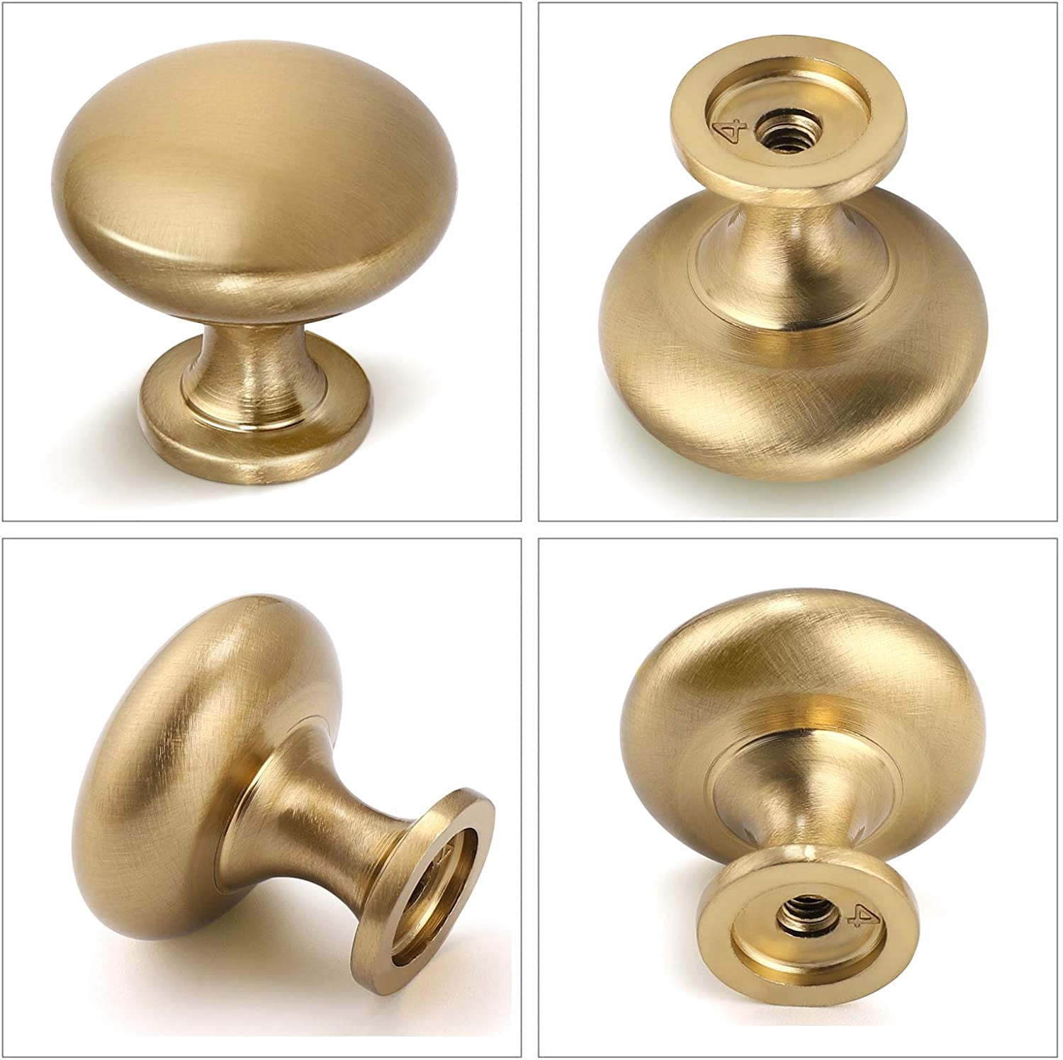 Aged Brass Knobs 12 Pack, Solid Warm Gold Cabinet Knobs, Antique Drawer Champagne Bronze Kitchen Hardware,Diameter 1-1/5"