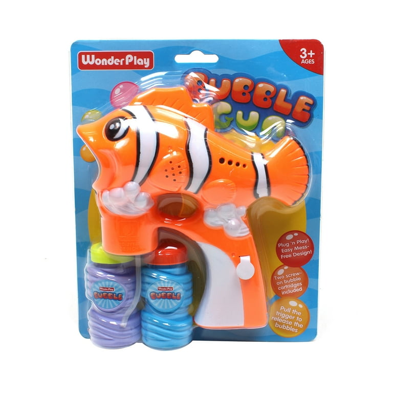 WonderPlay Wonder Bubble Kids Clown Fish Bubble Gun With Lights & Sounds -  Orange 