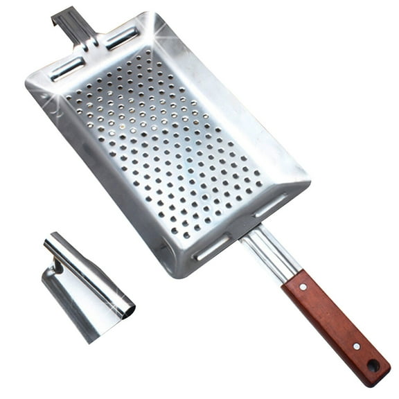 OUNONA Stainless Steel Spaetzle Maker with Wooden Handle, Press Tool for Easy Homemade Pasta and Kitchen Use