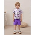 thumbnail image 4 of BemeyourBBs Toddler Baby Boy Mardi Gras Outfit Carnival Clothes Printed Short Sleeve Button Down Shirt and Shorts Set Summer Clothes, 4 of 9