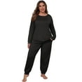 thumbnail image 2 of Cueply Womens Plus Size Pajama Set Long Sleeve Pjs for Women Soft Sleepwear Loungewear Nightwear With Pockets, 2 of 7