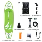 Famistar 12 Inflatable Stand Up Paddle Board SUP w/ 3 Fins, Adjustable Paddle, Pump & Carrying Backpack