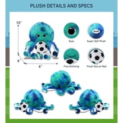 DolliBu Blue Tie-Dye Octopus Stuffed Animal with Soccer Ball Plush - Soft Huggable Octopus Playtime Plush Toy, Cute Ocean Life Gift, Super Soft Plush Doll Animal Toy for Kids, Adults - 10 Inches