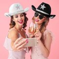thumbnail image 3 of RUINIXCW Women Cowboy Hat Shinny Rhinestone Star Cowgirl Hat Wide Brim Diamond Felt Western Hat Wedding Music Carnival Dress-up Party Costume Accessories, 3 of 9