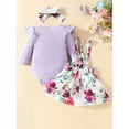 thumbnail image 4 of Bagilaanoe 2Pcs Newborn Baby Girls Overalls Dress Set Long Sleeve Romper Tops + Flower Suspender Skirt + Headband 3M 6M 9M 12M 18M Infant Casual Clothes, 4 of 9
