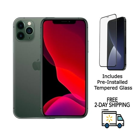 Restored Apple iPhone 11 Pro Max A2161 (Fully Unlocked) 64GB Midnight Green w/ Pre-Installed Tempered Glass (Refurbished)