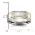 thumbnail image 2 of Titanium Brushed and Polished Hammered Yellow Ip Plated 7mm Band Size 10 Ring for Women and Men, 2 of 2