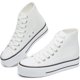 thumbnail image 1 of Zapatos de lona con plataforma alta para mujer, cómodas zapatillas de lona con plataforma alta a la moda para mujer, lindas zapatillas de lona de media pantorrilla., 1 of 5