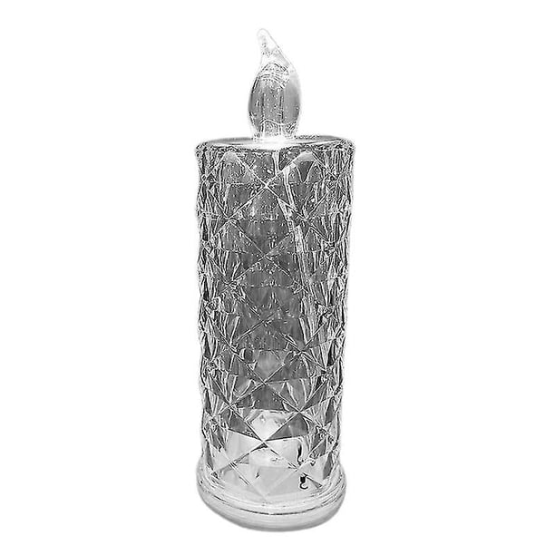 Velas Led de cristal de imitación, luz nocturna sin llama, luz de vela de proyección con patrón de rosa para el hogar