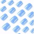 thumbnail image 3 of Dulyork 24 piezas de uñas postizas cortas cuadradas azul lago, 3 of 6
