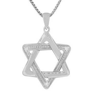 925 Sterling Silver Classic Jewish Star of David Pendant Necklace