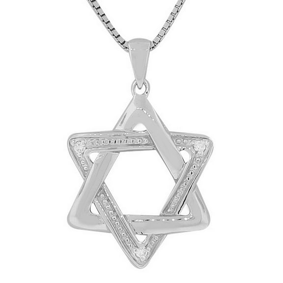 925 Sterling Silver Classic Jewish Star of David Pendant Necklace