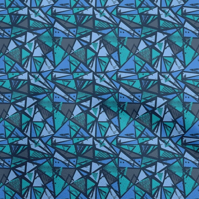 oneOone Viscose Jersey Medium Blue Fabric Abstracts Fabric For Sewing Printed Craft Fabric By The Yard 60 Inch Wide