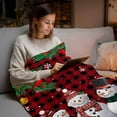 thumbnail image 5 of Christmas Snowman Flannel Blanket for Bed,Travel and Camping, Pine Christmas Tree Red Plaid Super Soft Cozy Blanket for All Seasons 50"x80", 5 of 9