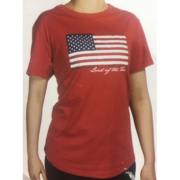 Galt Women's Printed Flag Land of the Free T-Shirt, Red XXL - NEW