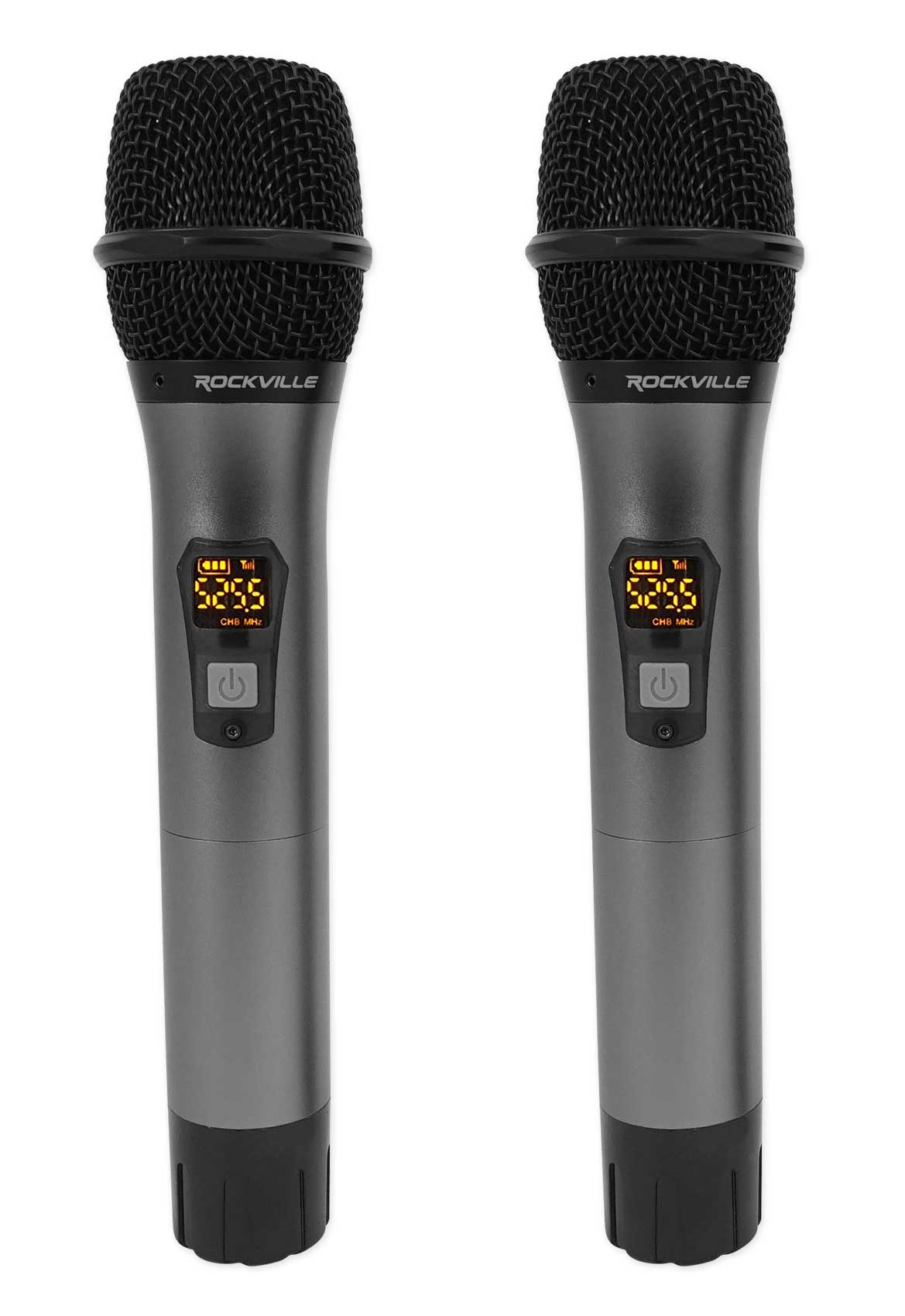 Rockville Dual UHF 15-Ch Metal Handheld Wireless Vocal Karaoke Microphone System