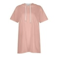 thumbnail image 5 of Zunfeo Summer Tops for Women Casual Loose Short Sleeve Hoodies Cozy Drawstring Oversize T Shirts- Pink 6, 5 of 6
