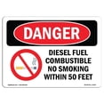 thumbnail image 1 of SignMission OS-DS-A-1218-L-2530 12 x 18 in. OSHA Danger Sign - Diesel Fuel Combustible No Smoking, 1 of 1
