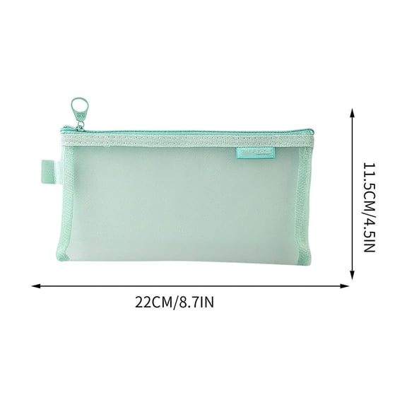 Qholemyo Transparent Mesh Pencil Pouch - Large Capacity Zippered Storage Bag, Portable Pencil Case for Student Exams
