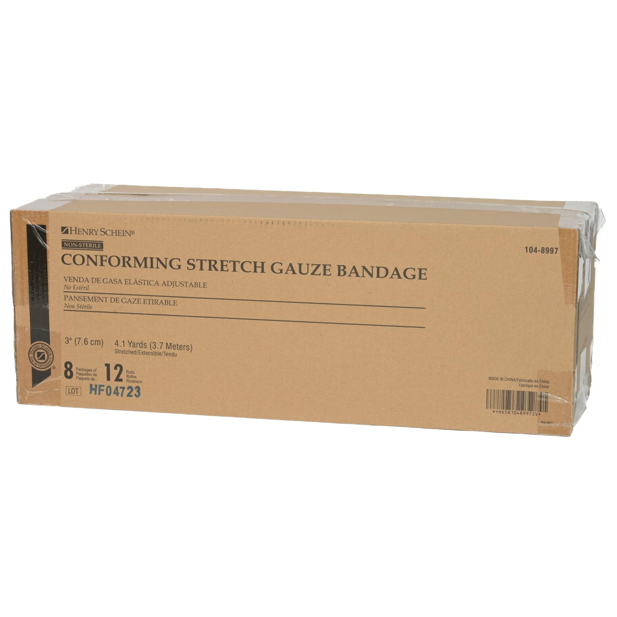 Henry Schein Conforming Stretch Gauze Bandage, 3" x 4.1 yards, Pack of 12, 8 ply, Non-Sterile (144)