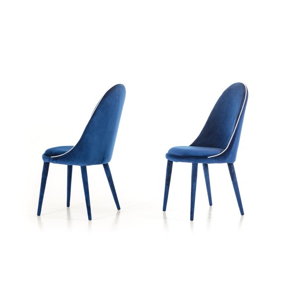 Modern Blue & White Fabric Dining Chair (Set Of 2)