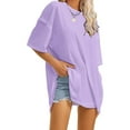 thumbnail image 2 of OSOLU Solid Color Women Summer Oversized T-Shirt Tshirts Tee Casual Short Sleeve Loose O-Neck Tops For Everyday Wear Cute Dailywear, 2 of 9