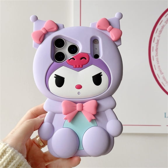 Cute Sanrio Ears Kuromi Phone Case For iPhone 17 16 15 14 13 Pro Max Shockproof Soft Cover Gift