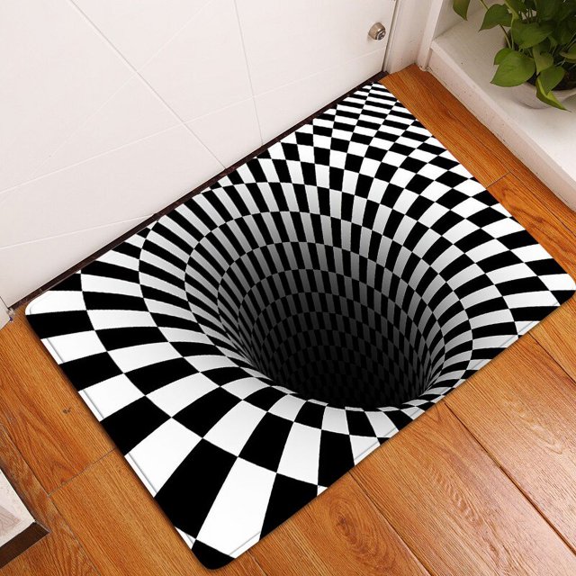 Alfombra de ilusión de vórtice 3D para puerta de entrada, felpudo óptico geométrico abstracto, felpudo antideslizante, Alfombra de decoración para sala de estar