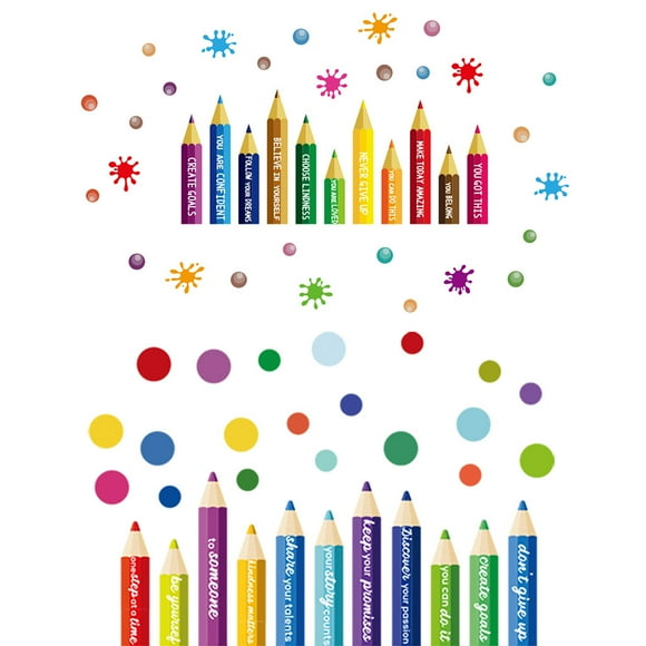 Adhesivos de pared con lápiz colorido con cita inspiradora de PVC