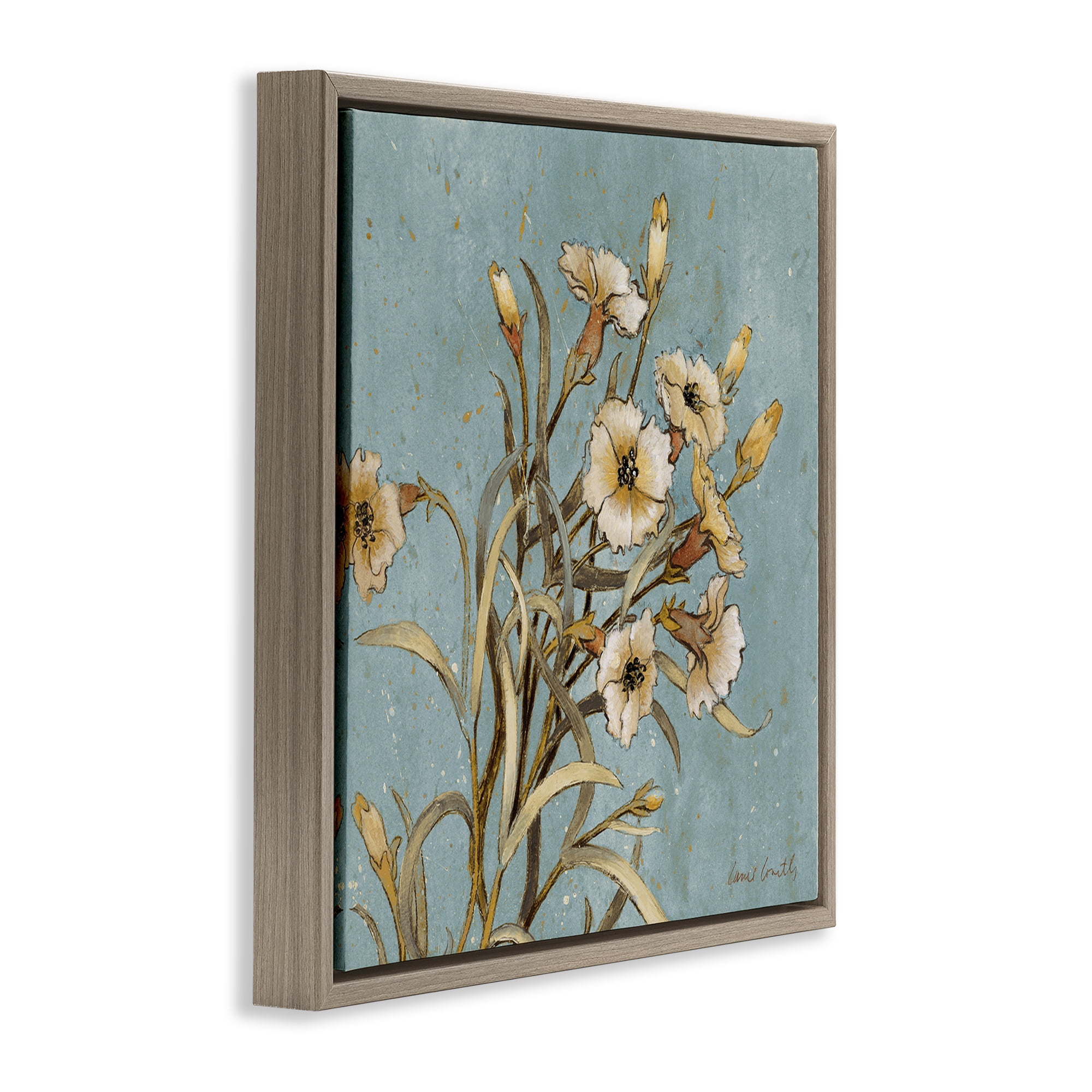 Stupell Industries Natural Blooming Buds Botanical & Floral Painting Brown Floater Framed Canvas Art Print Wall Art, 25 x 25