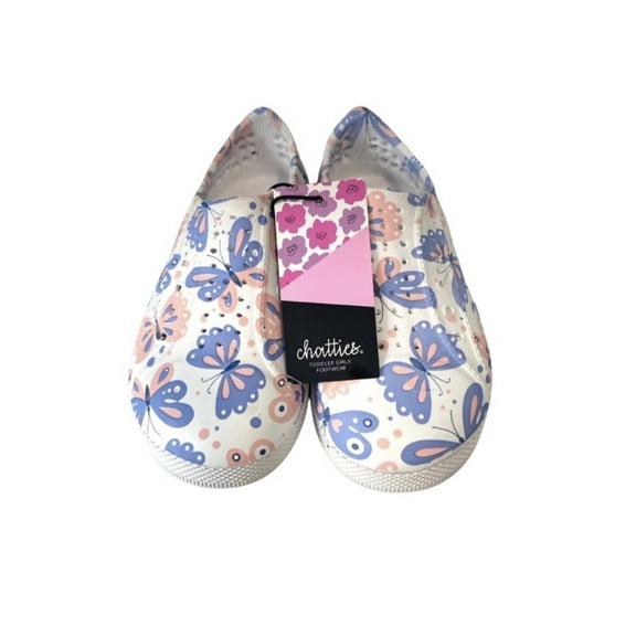 Chatties Toddler Girls White & Blue Butterfly Water Shoe Size 7/8