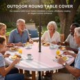thumbnail image 2 of Round Outdoor Tablecloth with Umbrella Hole and Zipper, Pink Striped Fitted Table Cover with Elastic Edge for 31-35 Inch, Farmhouse Pink White Stripes Aesthetics Waterproof Patio Tablecoths, 2 of 9