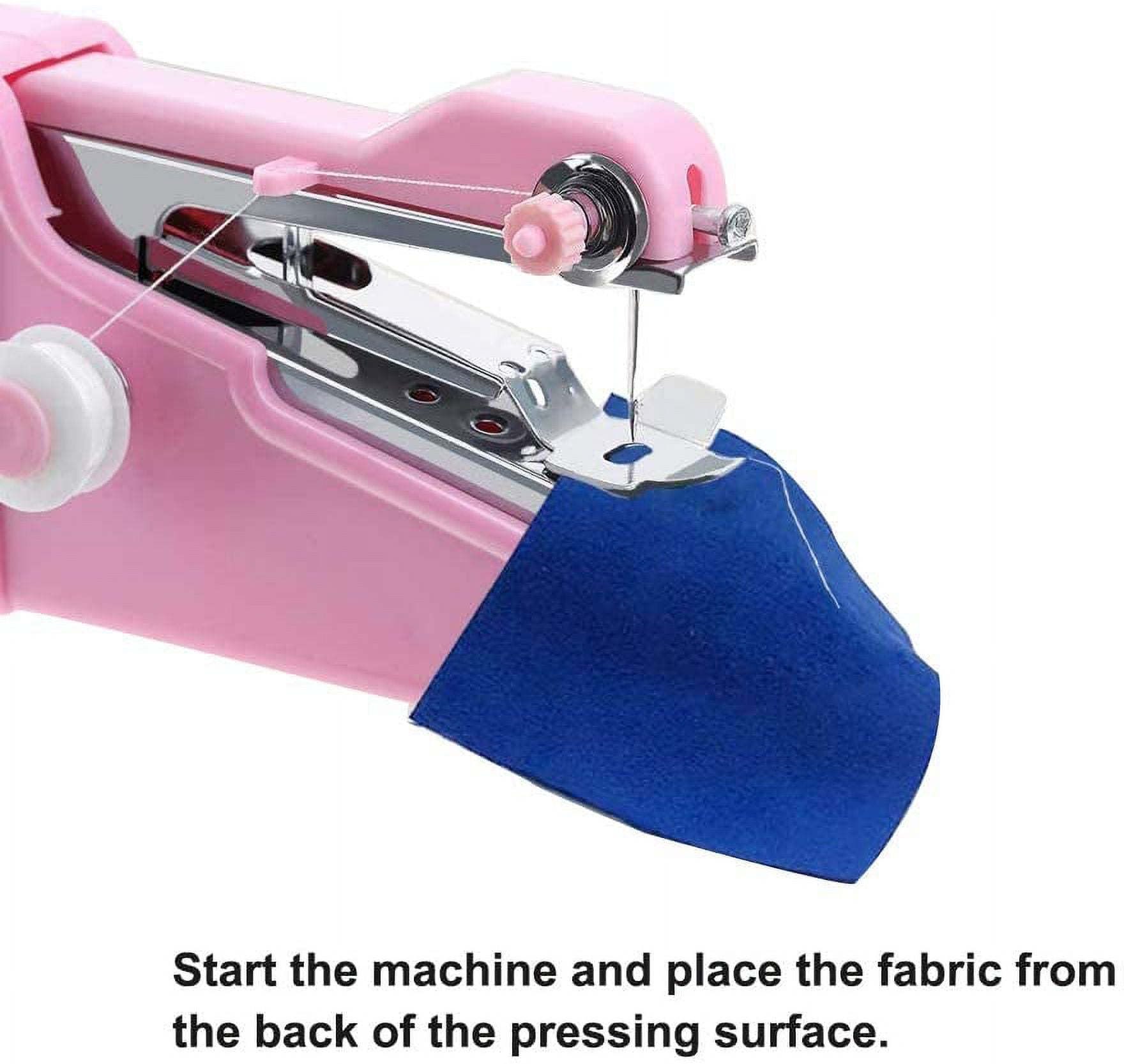AUPERTO Handheld Sewing Machine, Small Quick Handy Stitch for Fabric,  Clothing, Kids Cloth Home Travel Use Pet Clothes PINK