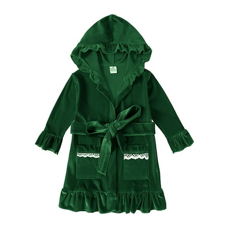 

LIhncine Boys Pajamas Toddler Girls Boys Long Sleeve New Christmas Bathrobe Velvet Sleepdress Leisure Wear For Kids Babys Clothes Baby Toddler Pajamas(Green 5-6 Years)