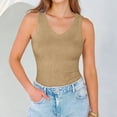 thumbnail image 5 of TAGOLD Womens Round-Neck Tank Top Solid Color Rib Knit Sleeveless V Neck Casual Tank Top, 5 of 5