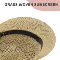 thumbnail image 4 of 56-58 cm circunferencia del sombrero hebilla de cuero para hombres y mujeres sombrero de paja de jazz sombrero para el sol cubierta de protección solar sombrero de playa para la cara sombrero para el, 4 of 5