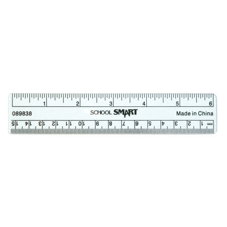 School Smart Plastic Ruler, Flexible, 6 in L,