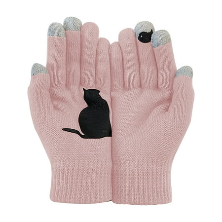 

Floleo Deals Clearance Ladies Woolen Gloves Autumn And Winter Outdoor Warm Dog Bones Printing Gloves