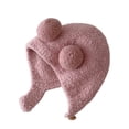 thumbnail image 2 of Tnobhg Cute Winter Warm Kids Girl Boys Baby Hat Fleece Hat with Ball Decor Patchwork Color Ear Protection Hat Soft Newborn Bonnet Hat, 2 of 8