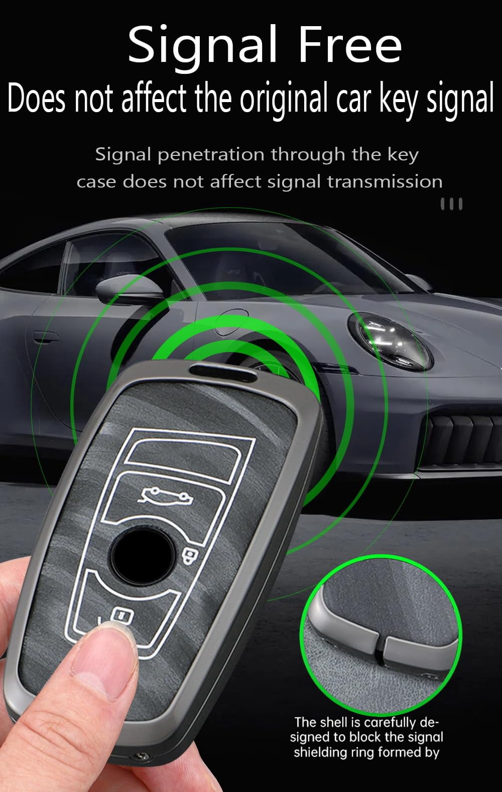 3 Button Key Fob Cover Compatible with BMW 1 3 4 5 6 7Series X3 X4 X5 X6 M5 M6 3GT 5GT Accessories Metal Brushing Process Leather Smart Key Case-Brushing Black（A Type 3 Button