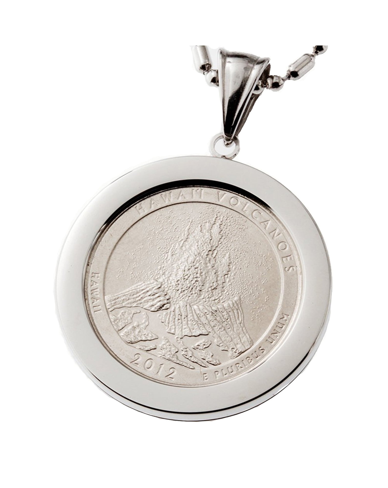 Hawaii Volcanoes  Real US Quarter Coin Pendant Necklace