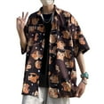 thumbnail image 3 of Camisa con botones para hombre, media manga, personajes de dibujos animados, camisa holgada informal con botones de manga corta para verano, 3 of 8